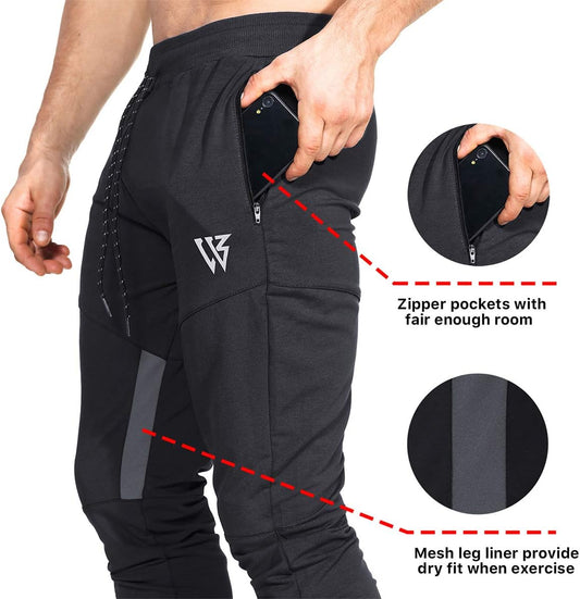 Mens Vertex Gym Trousers, Slim Fit Tracksuit Jogging Bottoms Running Joggers Sports Sweat Pants