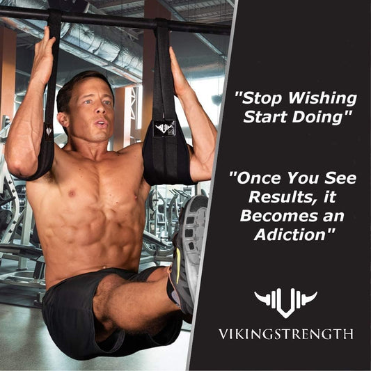 AB Straps - Premium Padded Home Gym Exerciser Ab Slings Pair for Pull up Bar - Hanging Leg Raiser Fitness for Six Pack - Workout Equipment for Men & Women + Bonus Bag