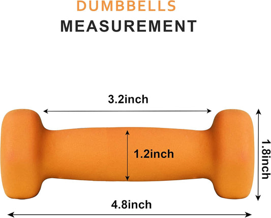 Hand Weight Neoprene Coated Dumbbell for Home Gym Equipment Workouts Strength Training Free Weights for Women, Men, Seniors and Youth (1Lb, 2Lb, 3Lb, 4Lb, 5Lb, 6Lb, 8Lb,10Lb)