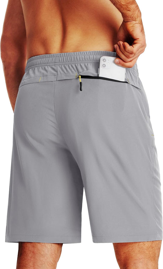 Men'S Quick-Drying Training Shorts, Running Shorts, Breathable Sports Shorts with Zip Pockets