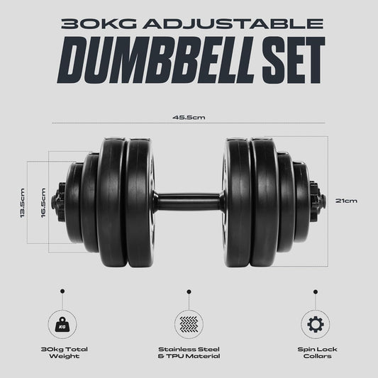 Adjustable Dumbbell Set – 15Kg/20Kg/30Kg Weight Set for Strength Training & Weight Lifting – Compact & Durable Home Gym Weights for Men & Women