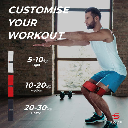 Elvire Fabric Resistance Bands for Working Out, Set of 3, Booty Exercise Band for Women, Workout Loops, Legs, Glutes, Squat