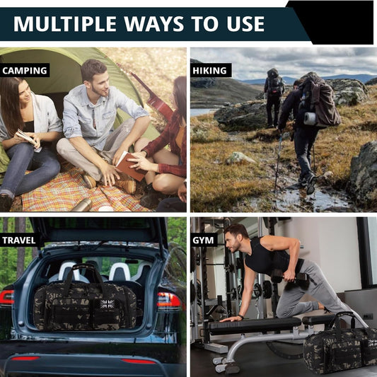 Tactical Gym Bag for Men,50L Large 3 in 1 Sports Duffle Bag with Shoes Compartment for Travel,Water Resistant Travel Backpack Weekender Overnight Bag with Wet Pocket for Women