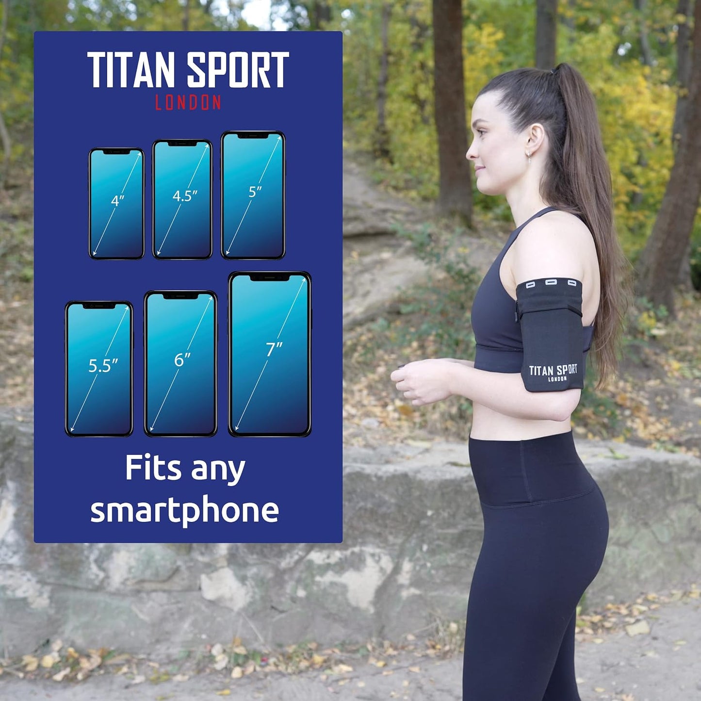 TITAN SPORT Mobile Phone Armband Universal Holder Sleeve, Running/Gym/Sport Exercise Arm Bag for Adult Women/Men, Suitable for Devices up to 7 Inches, Iphone Se/X/6/7/8/11/12/13/14/15/16(Xlarge,Black)