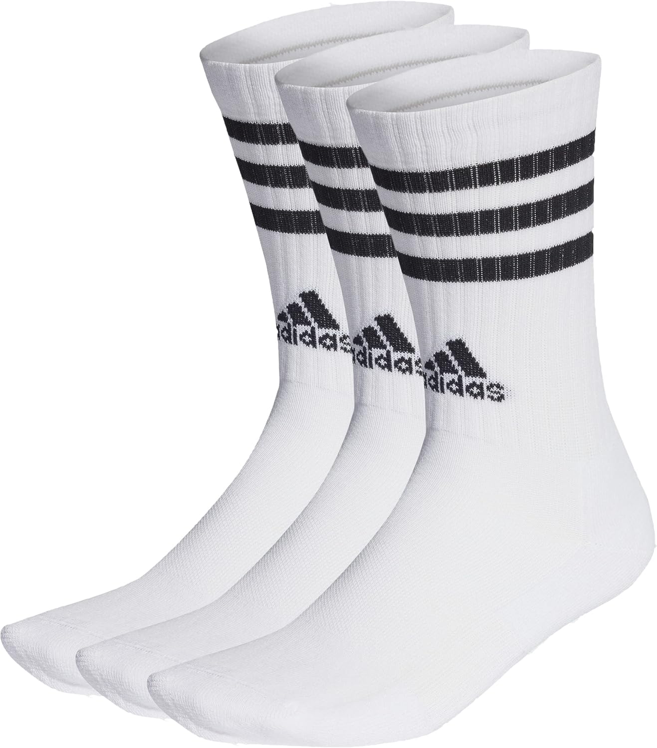Unisex 3-Stripes Cushioned Crew Socks 3 Pairs Crew Socks (Pack of 3)