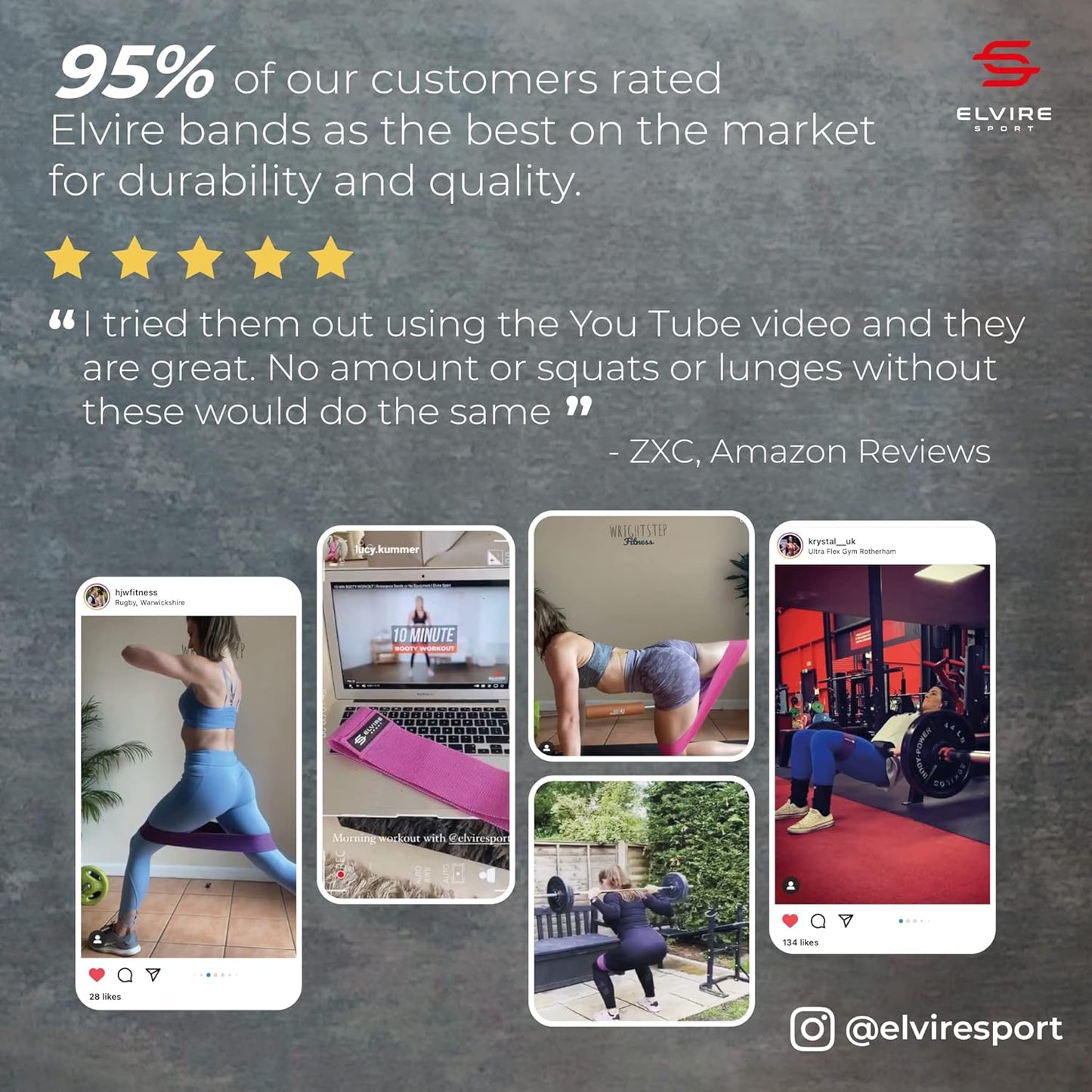 Elvire Fabric Resistance Bands for Working Out, Set of 3, Booty Exercise Band for Women, Workout Loops, Legs, Glutes, Squat