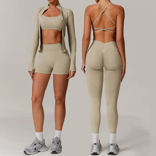 Seamless Yoga Set 2/3PCS Gym Clothes Women Sportswear Yoga Suits Fitness Set Women'S Tracksuits Sports Bra High Waist Leggings