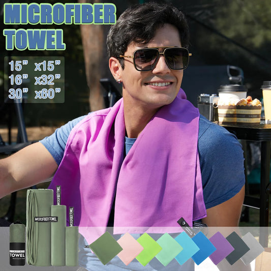 Beach Towel Sports Microfiber Quick Dry Pocket Towel Portable Ultralight Absorbent Towel for Swimming Pool Gym Fitness Yoga