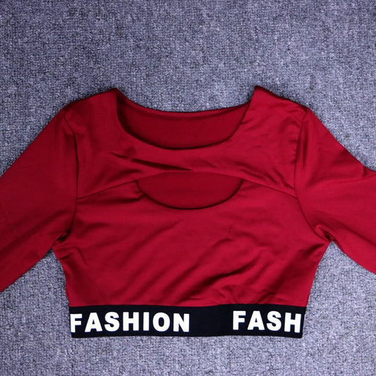 Women Fashion Letter Sport Leggings Bras Yoga Set Fitness Gym Wear-1