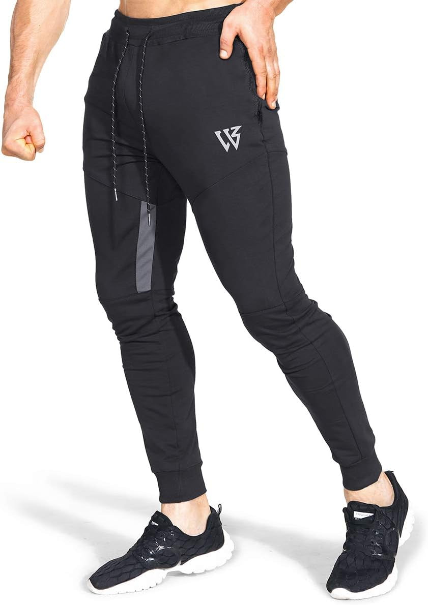Mens Vertex Gym Trousers, Slim Fit Tracksuit Jogging Bottoms Running Joggers Sports Sweat Pants
