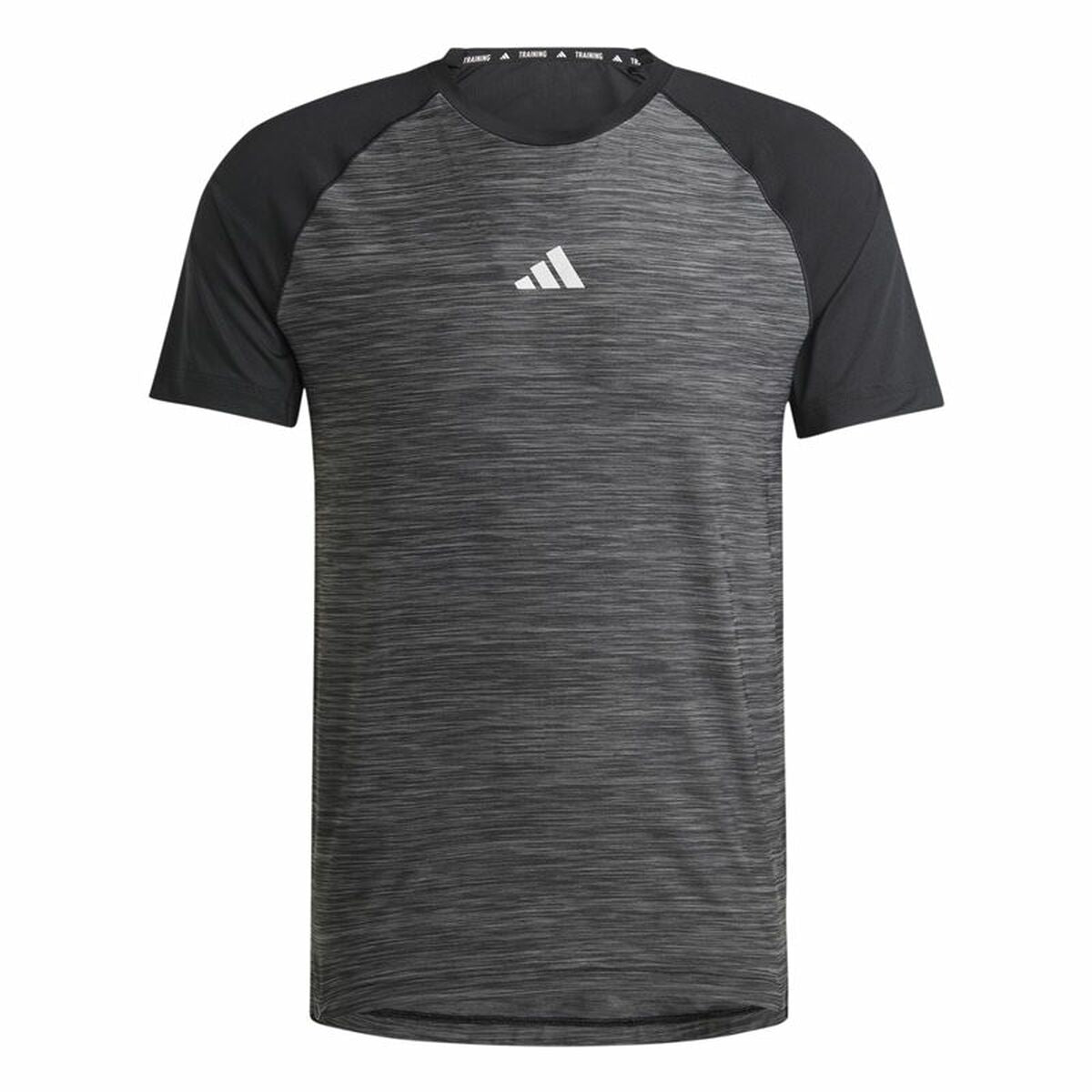 Men’s Short Sleeve T-Shirt Adidas Gym+ Training Black Grey-0