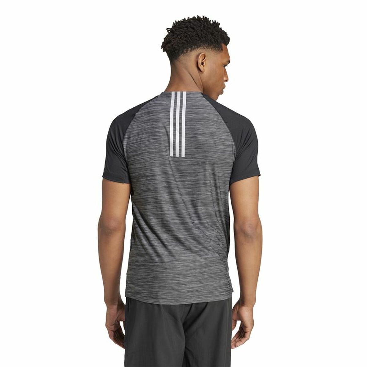 Men’s Short Sleeve T-Shirt Adidas Gym+ Training Black Grey-3