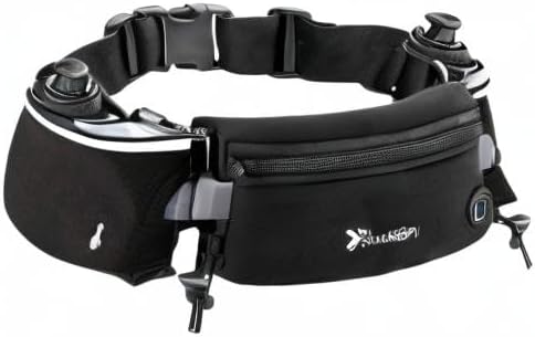 Running Belt with Water Bottles (2 X 175Ml) Hydration Belt Waterproof Waist Pack Fits Iphone Adjustable Sports Waist Pack for Marathon Running Hiking Cycling