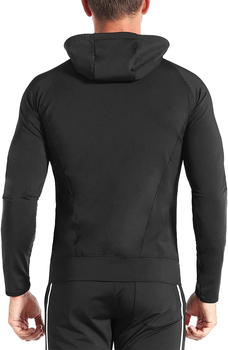Mens Zip Hoodies, Lightweight Sweatshirts Gym Running Jumper Jackets with Pockets