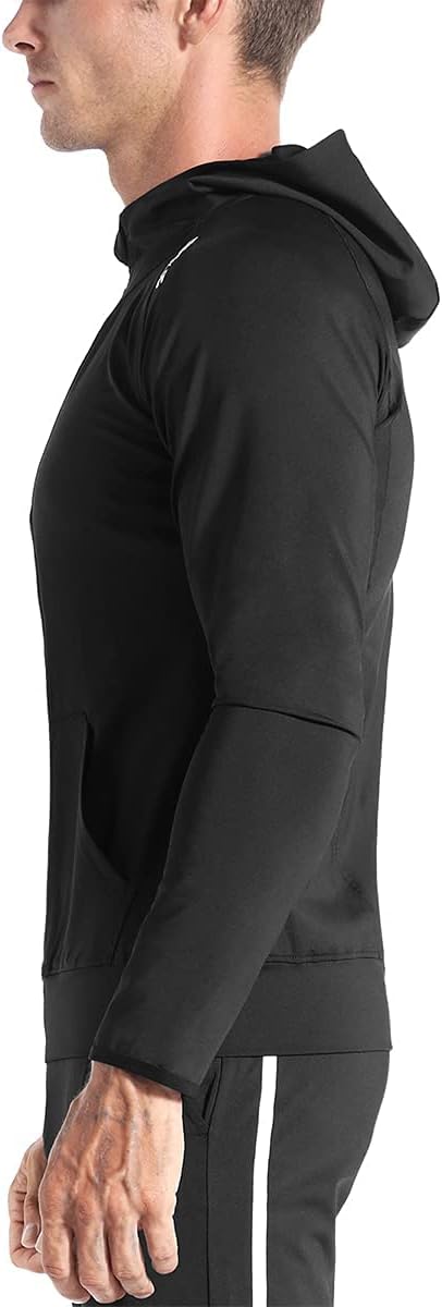 Mens Zip Hoodies, Lightweight Sweatshirts Gym Running Jumper Jackets with Pockets