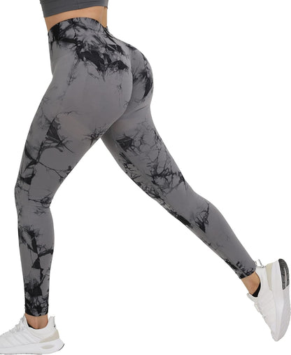 Tie Dye Scrunch Butt Lifting Seamless Leggings for Women High Waist Yoga Pants Tummy Control Running Workout Tight