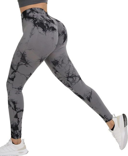 Tie Dye Scrunch Butt Lifting Seamless Leggings for Women High Waist Yoga Pants Tummy Control Running Workout Tight