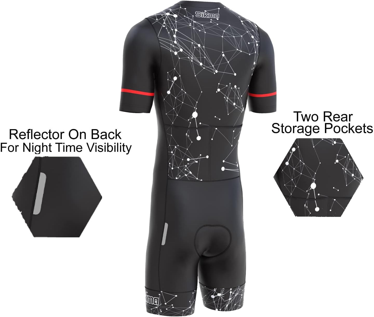 Men'S Cycling Skinsuit Gel Padded One Piece Trisuit Bike Top Short Sublimated Design