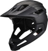 Full Face Helmet, Mountain Bike Helmet for Adult Breathable Shock-Proof PC Full Face Bike with Detachable Chin Holder & Visor Adjustable Black for Biking, Adult