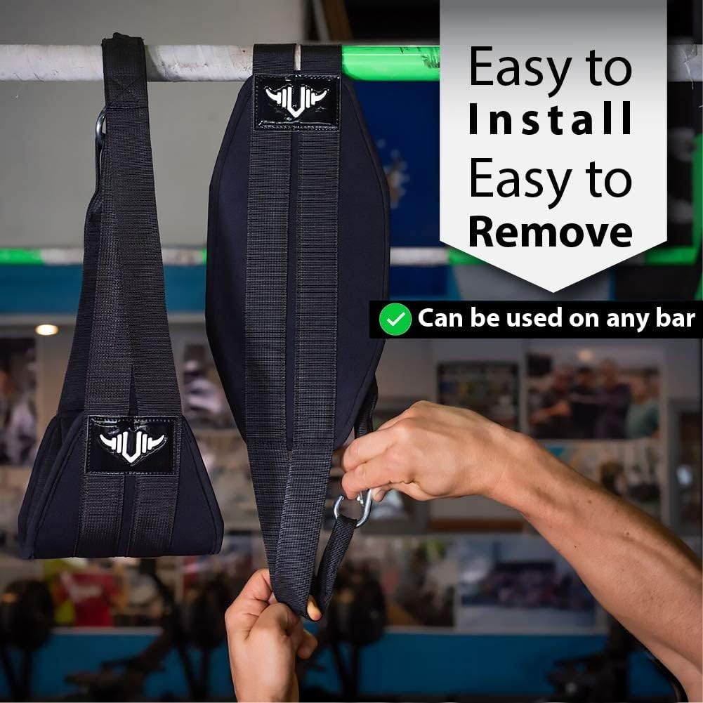 AB Straps - Premium Padded Home Gym Exerciser Ab Slings Pair for Pull up Bar - Hanging Leg Raiser Fitness for Six Pack - Workout Equipment for Men & Women + Bonus Bag