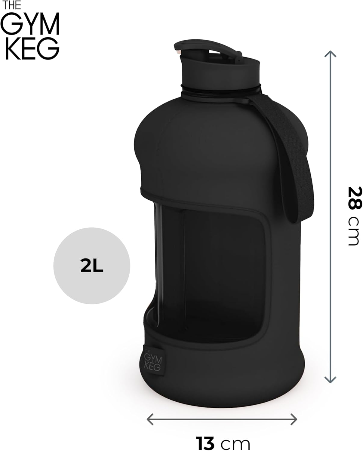 Official Sports 2L Water Bottle (2.2 L) Insulated Sleeve | Carry Handle | Fitness, Exercise, Large Gym 2 Litre Water Bottle | Ecofriendly, BPA Free, 40% Thicker Plastic