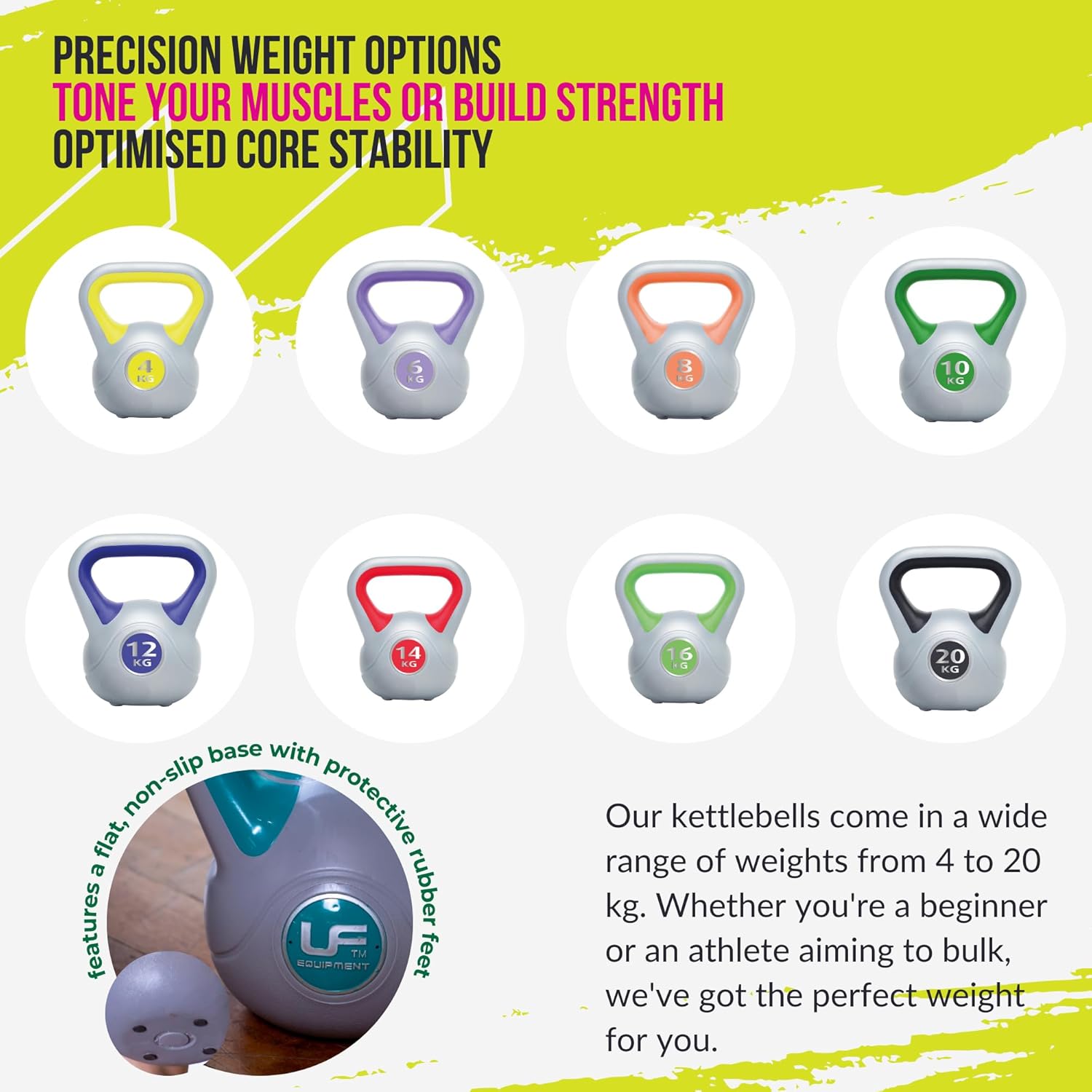 Unisex  Vinyl Kettlebell, Orange, 8Kg UK