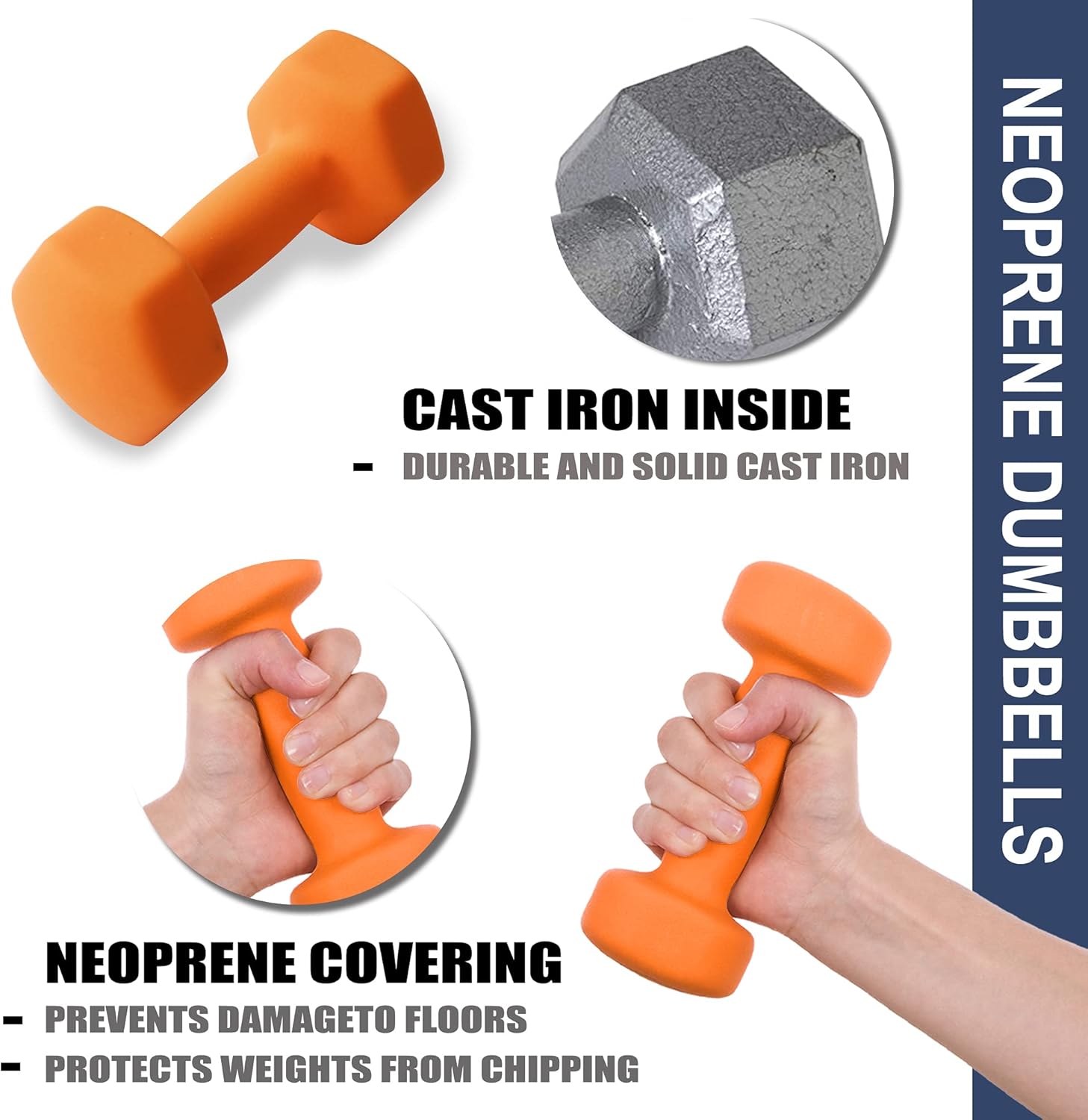 Hand Weight Neoprene Coated Dumbbell for Home Gym Equipment Workouts Strength Training Free Weights for Women, Men, Seniors and Youth (1Lb, 2Lb, 3Lb, 4Lb, 5Lb, 6Lb, 8Lb,10Lb)
