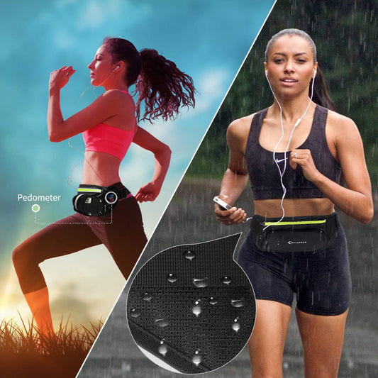 Running Belt with Water Bottle Holder Waterproof Bum Bag Cycling Waist Bag Jogging Belt Dog Walking Bag for Travel Holidays Camping Hiking Outdoor Fit for Iphone Pro Max Huawei Sumsung