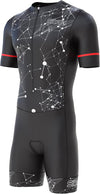 Men'S Cycling Skinsuit Gel Padded One Piece Trisuit Bike Top Short Sublimated Design