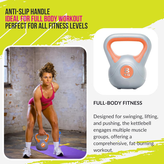 Unisex  Vinyl Kettlebell, Orange, 8Kg UK
