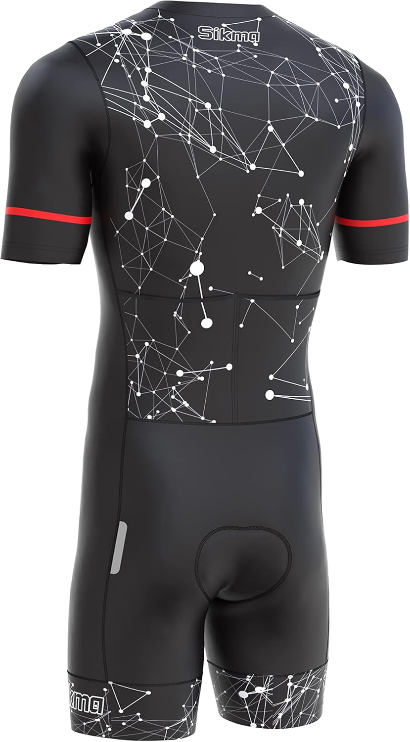 Men'S Cycling Skinsuit Gel Padded One Piece Trisuit Bike Top Short Sublimated Design