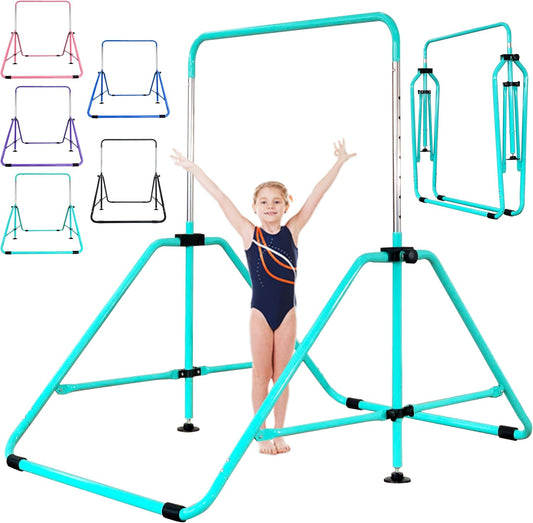 Upgrade Foldable Gymnastic Bar with Mat for Kids Ages 3-12, 200 Lbs Weight Capacity, Gymnastic Kip Bar Horizontal Bar for Kids, Gymnastic Training Equipment for Home and Gym Center Use