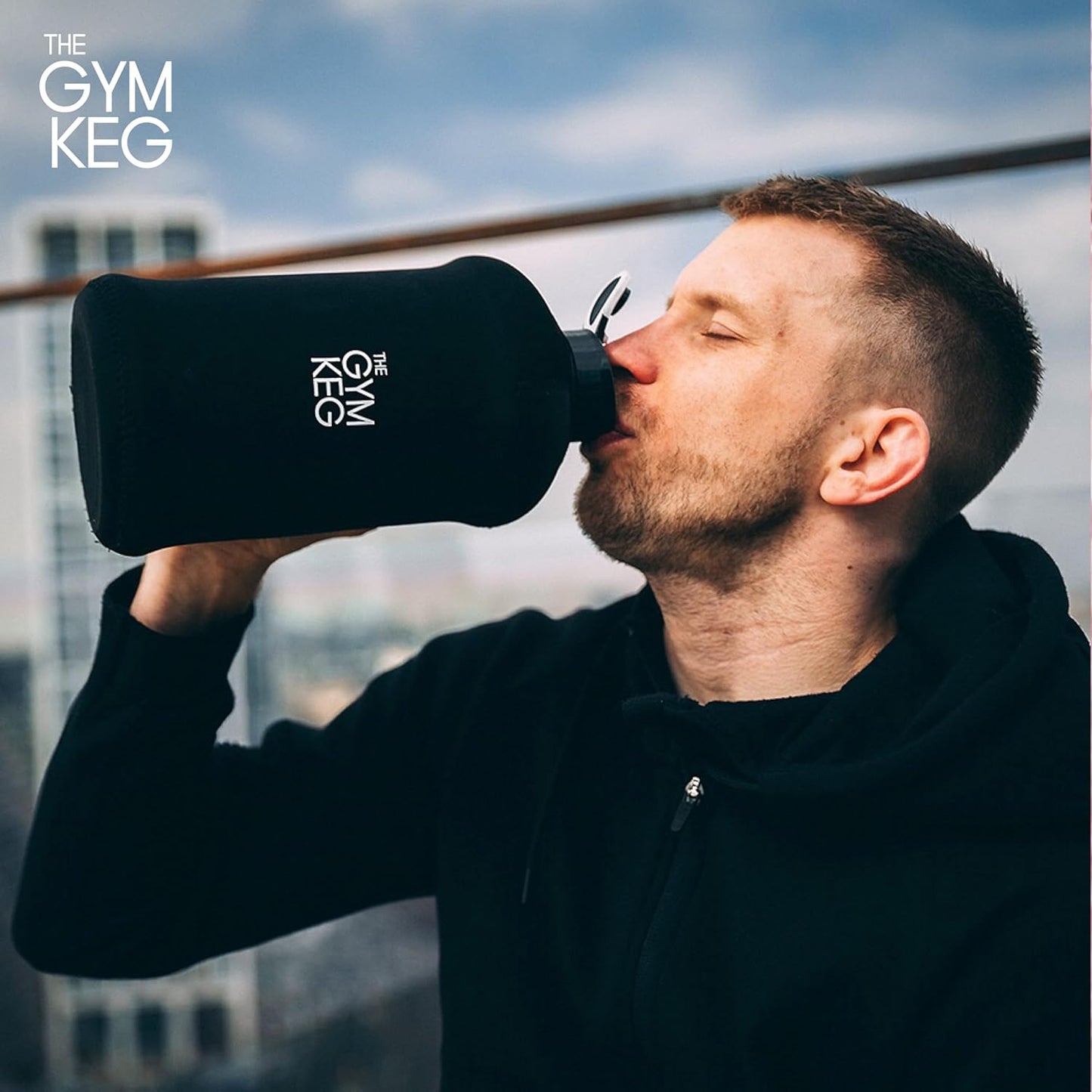 Official Sports 2L Water Bottle (2.2 L) Insulated Sleeve | Carry Handle | Fitness, Exercise, Large Gym 2 Litre Water Bottle | Ecofriendly, BPA Free, 40% Thicker Plastic