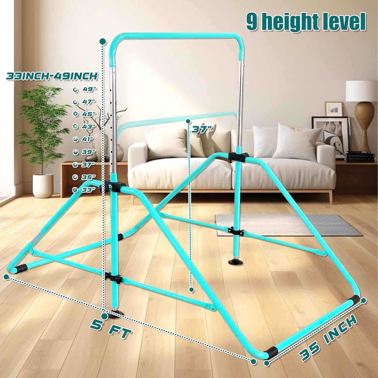Upgrade Foldable Gymnastic Bar with Mat for Kids Ages 3-12, 200 Lbs Weight Capacity, Gymnastic Kip Bar Horizontal Bar for Kids, Gymnastic Training Equipment for Home and Gym Center Use