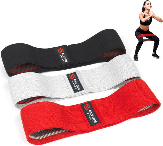 Elvire Fabric Resistance Bands for Working Out, Set of 3, Booty Exercise Band for Women, Workout Loops, Legs, Glutes, Squat