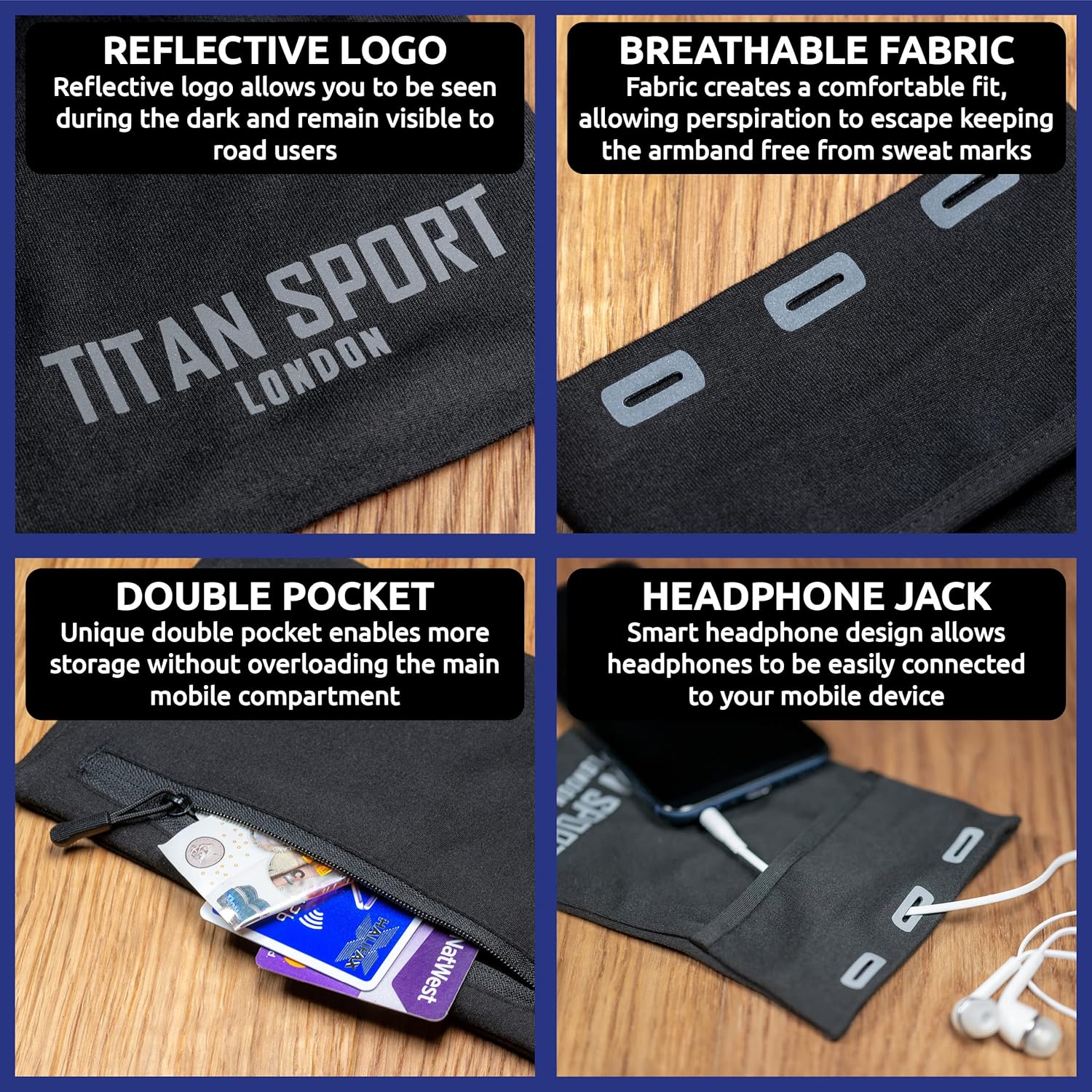 TITAN SPORT Mobile Phone Armband Universal Holder Sleeve, Running/Gym/Sport Exercise Arm Bag for Adult Women/Men, Suitable for Devices up to 7 Inches, Iphone Se/X/6/7/8/11/12/13/14/15/16(Xlarge,Black)