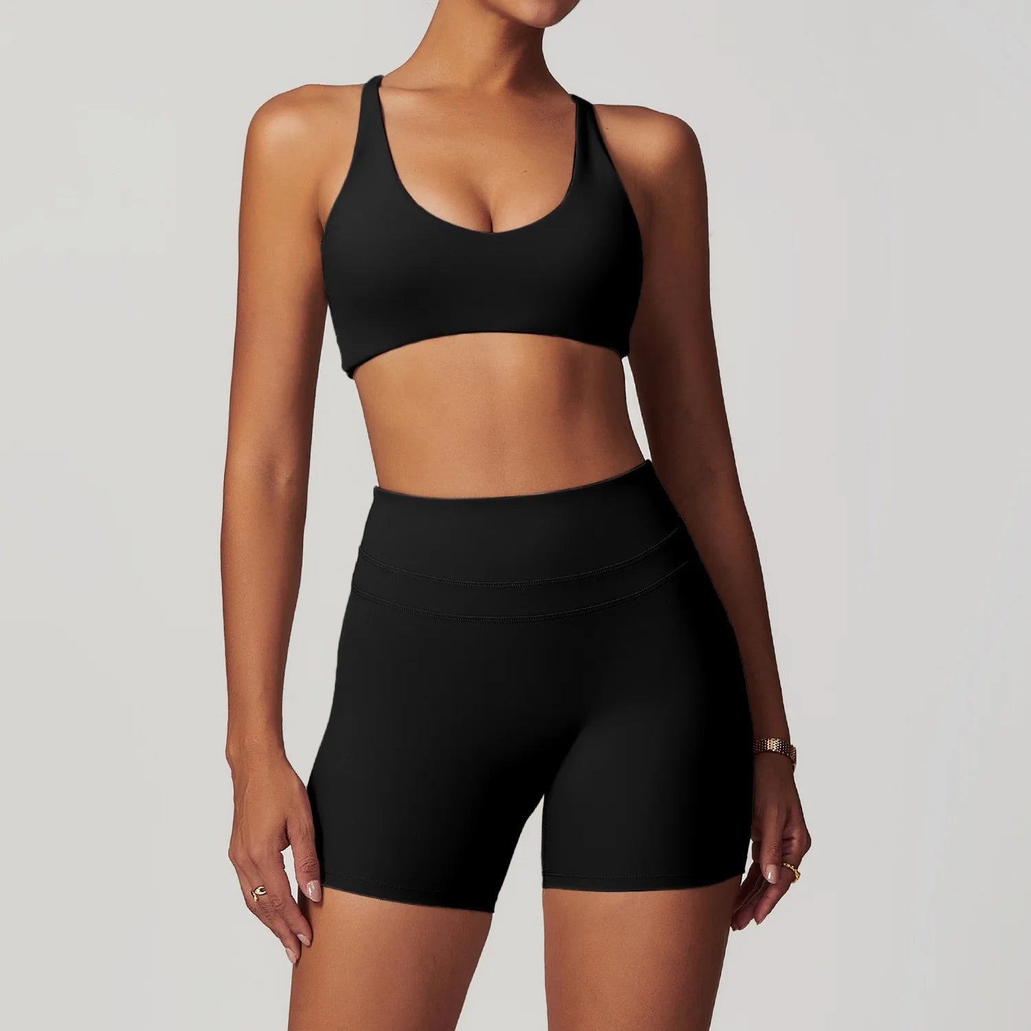JUREN Yoga Suit 2PCS Sports Set Women Quick-Drying Gym Set Women Tracksuit Running Workout Short Sleeves Sports Yoga Clothing