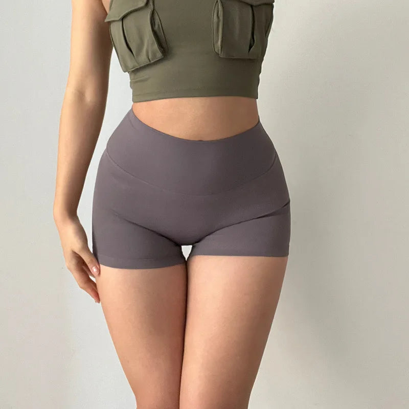 Gymhub Hip Lifting Fitness Yoga Shorts Three-Quarter Pants Female High-Waisted Peach Nude Running Sports Quick-Drying Anti