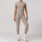 JUREN Yoga Suit 2PCS Sports Set Women Quick-Drying Gym Set Women Tracksuit Running Workout Short Sleeves Sports Yoga Clothing