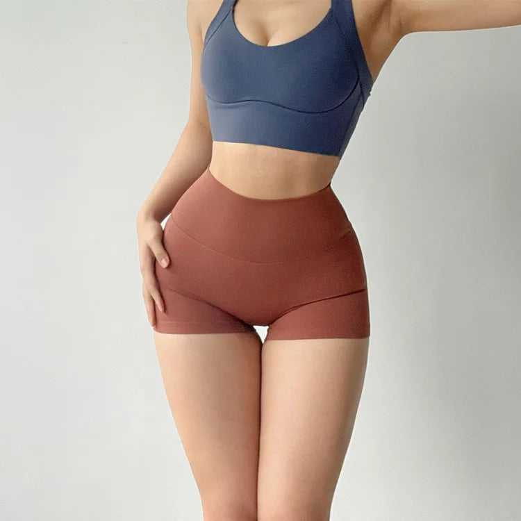 Gymhub Hip Lifting Fitness Yoga Shorts Three-Quarter Pants Female High-Waisted Peach Nude Running Sports Quick-Drying Anti