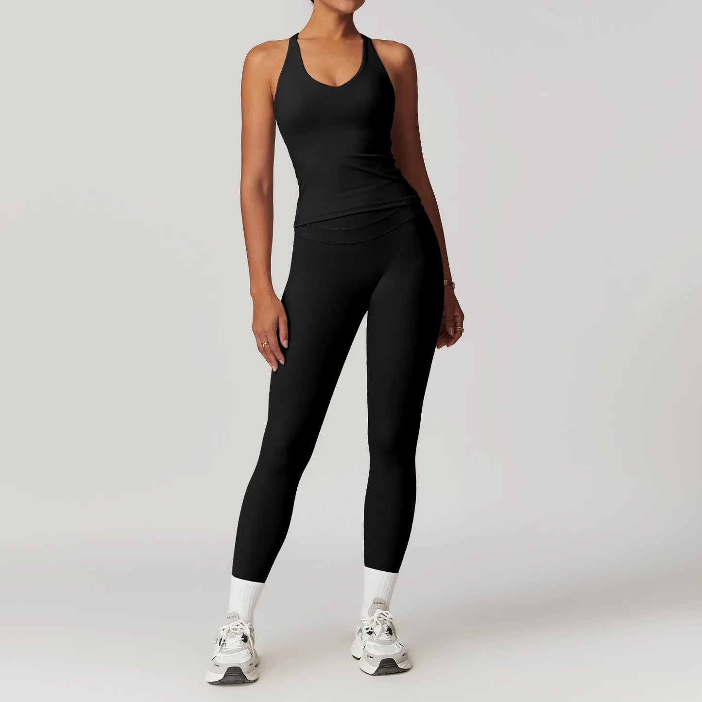 JUREN Yoga Suit 2PCS Sports Set Women Quick-Drying Gym Set Women Tracksuit Running Workout Short Sleeves Sports Yoga Clothing
