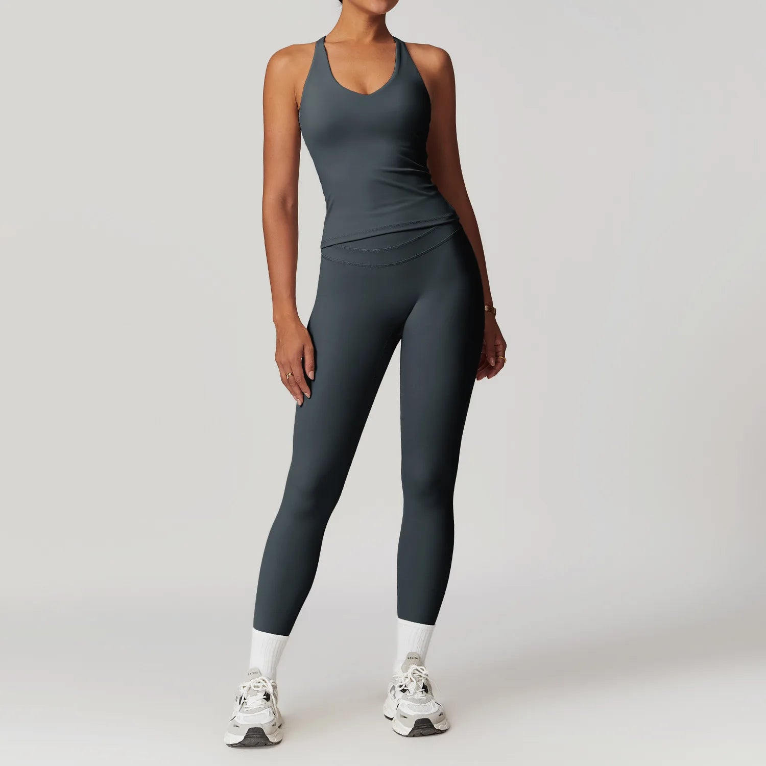JUREN Yoga Suit 2PCS Sports Set Women Quick-Drying Gym Set Women Tracksuit Running Workout Short Sleeves Sports Yoga Clothing