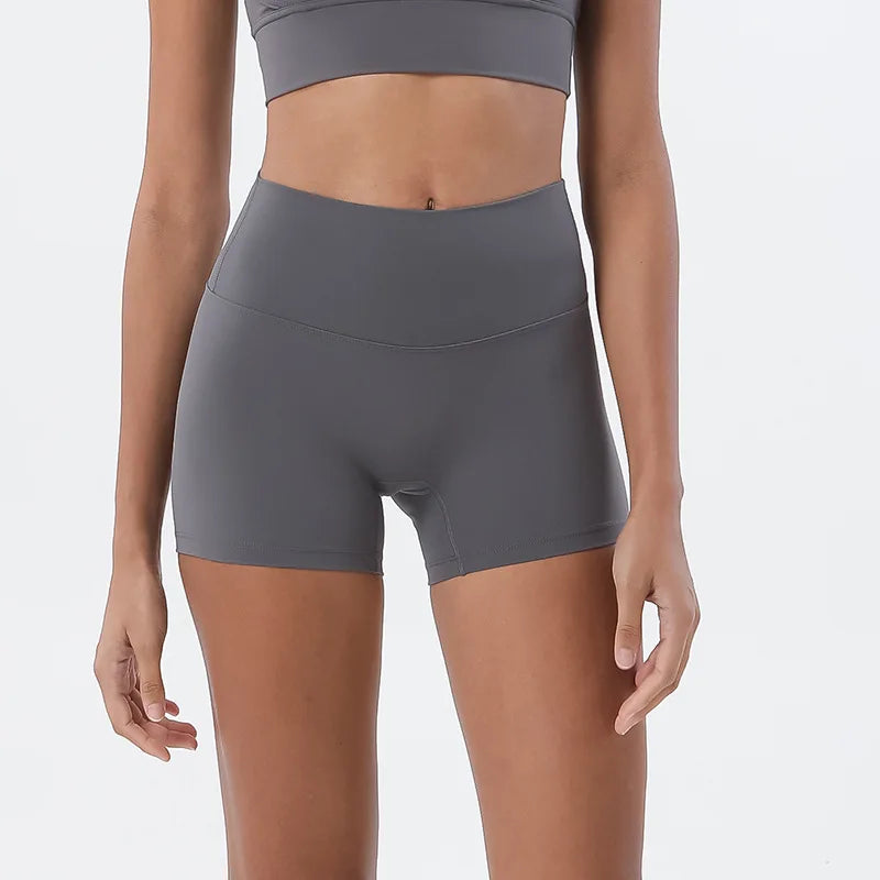 Gymhub Hip Lifting Fitness Yoga Shorts Three-Quarter Pants Female High-Waisted Peach Nude Running Sports Quick-Drying Anti