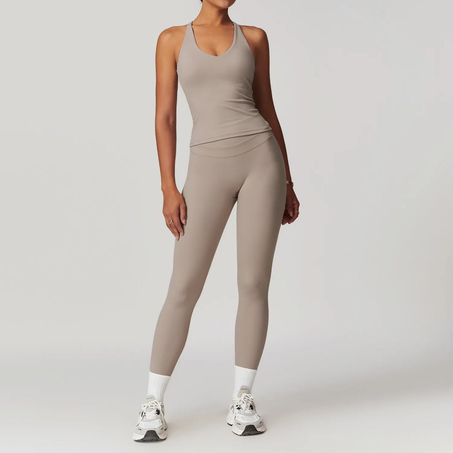 JUREN Yoga Suit 2PCS Sports Set Women Quick-Drying Gym Set Women Tracksuit Running Workout Short Sleeves Sports Yoga Clothing