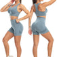 3 Piece Workout Sets for Women Butt Lifting Leggings with High Impact Sports Bra Gym Shorts