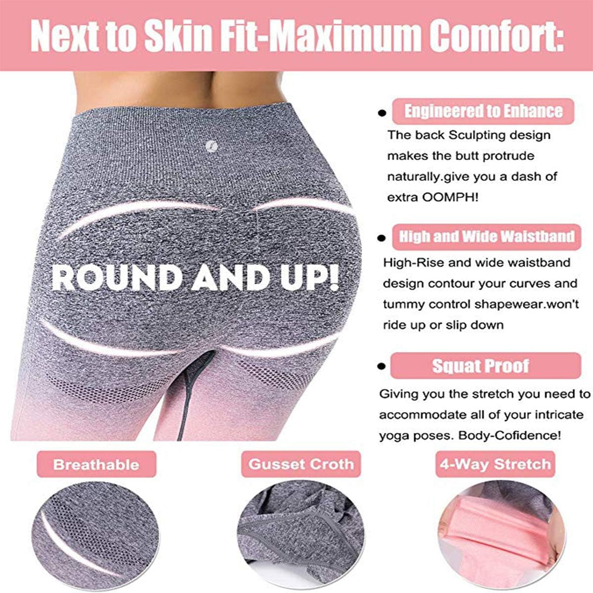 Seamless Gym Leggings Power Stretch High Waisted Yoga Pants for Women Running Workout Tights Leggings