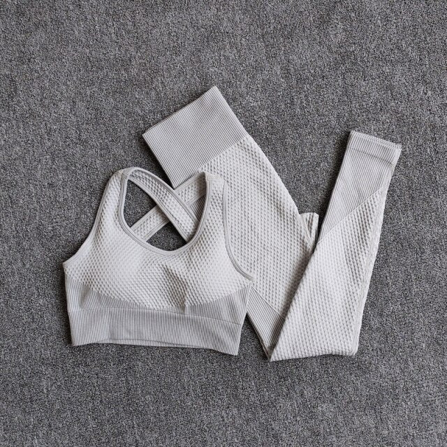 High Waist Leggings+Sport Bra Women Seamless Yoga Set Fitness Clothing  Gym Suits Workout Clothes Woman Jogging Sportwear-12