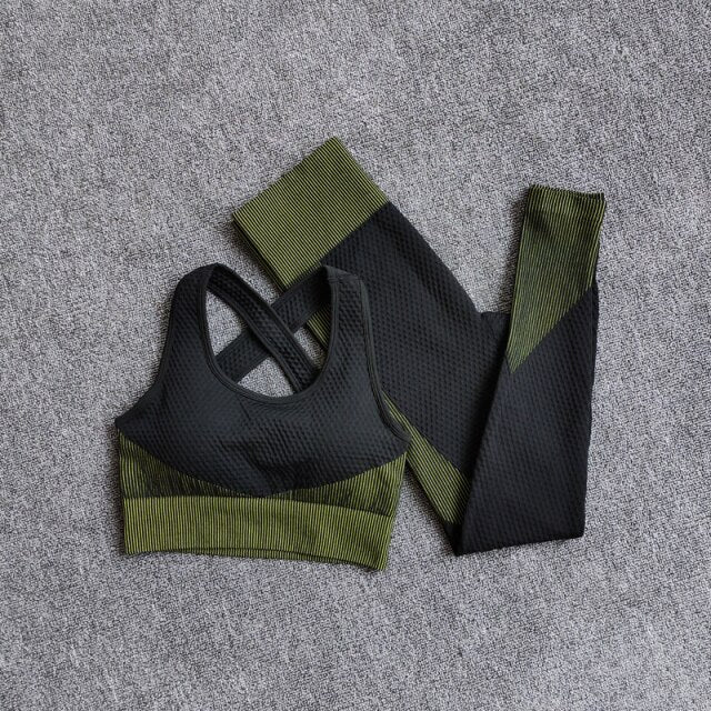 High Waist Leggings+Sport Bra Women Seamless Yoga Set Fitness Clothing  Gym Suits Workout Clothes Woman Jogging Sportwear-10