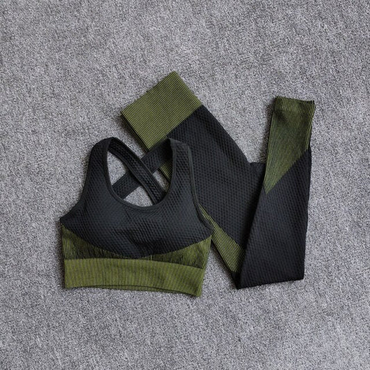 High Waist Leggings+Sport Bra Women Seamless Yoga Set Fitness Clothing  Gym Suits Workout Clothes Woman Jogging Sportwear-10