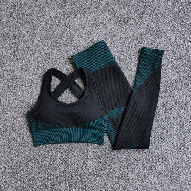 High Waist Leggings+Sport Bra Women Seamless Yoga Set Fitness Clothing  Gym Suits Workout Clothes Woman Jogging Sportwear-9